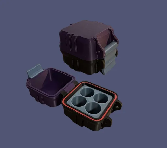4 Vial Case Square Purple/Black