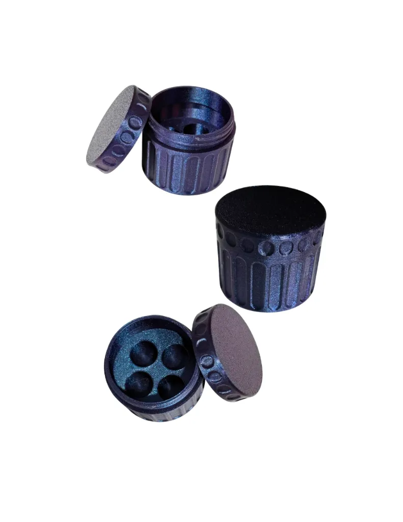 4 Vial Case Round Purple/Blue-Galaxy/Glitter